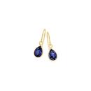 9ct-Gold-Created-Sapphire-Pear-Bezel-Hook-Earrings Sale