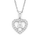 Silver-Initial-A-in-CZ-Heart-Pendant Sale