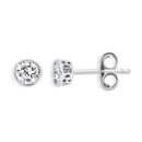 Silver-4mm-CZ-Round-Bezel-Stud-Earrings Sale