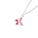 Silver-Pink-Enamel-Offset-Butterfly-Pendant Sale