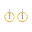 9ct-Gold-Diamond-Bar-Circle-Stud-Earrings Sale