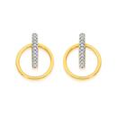 9ct-Gold-Diamond-Bar-Circle-Stud-Earrings Sale