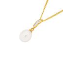 9ct-Gold-Cultured-Freshwater-Pearl-Diamond-Pendant Sale