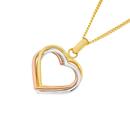 9ct-Tri-Tone-Gold-Diamond-Cut-Polished-Three-Open-Heart-Pendant Sale