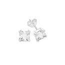 Sterling-Silver-6mm-Square-Cubic-Zirconia-Double-Claw-Studs Sale