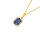 9ct-Gold-Created-Sapphire-Bezel-Pendant Sale