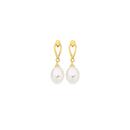 9ct-Gold-Cultured-Fresh-Water-Pearl-Open-Tear-Drop-Stud-Earrings Sale