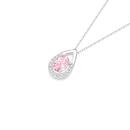 Sterling-Silver-Oval-Pink-Cubic-Zirconia-in-Pear-Cubic-Zirconia-Frame-Pendant Sale