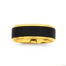Tungsten-Carbide-Matte-Black-Yellow-Gold-Plate-Edges-Gents-Ring Sale