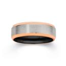 Tungsten-Carbide-Matte-Centre-with-Rose-Gold-Plate-Gents-Ring Sale