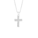 Silver-Pave-CZ-Polish-Border-Cross-Pendant Sale