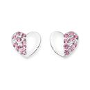 Sterling-Silver-Half-Pink-Cubic-Zirconia-Pave-Heart-Stud-Earrings Sale