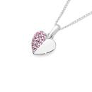 Sterling-Silver-Half-Pink-Cubic-Zirconia-Pave-Heart-Pendant Sale