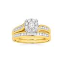 9ct-Gold-Diamond-Cluster-Bridal-Set Sale