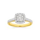 9ct-Gold-Diamond-Cushion-Shape-Ring Sale