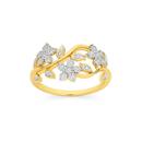 9ct-Gold-Diamond-LeafFlower-Ring Sale