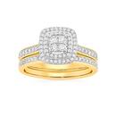 9ct-Gold-Diamond-Cushion-Shape-Bridal-Set Sale