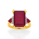 9ct-Gold-Created-Ruby-Diamond-Emerald-Cut-Dress-Ring Sale