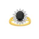 9ct-Gold-Black-Sapphire-Diamond-Ring Sale