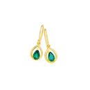 9ct-Gold-Created-Emerald-Hook-Earrings Sale