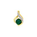 9ct-Gold-Created-Emerald-Diamond-Swirl-Pendant Sale