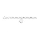 Silver-19cm-Heart-Charm-Oval-Link-Bracelet-Made-In-Italy Sale