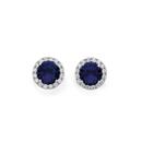 Sterling-Silver-Dark-Blue-Glass-Cubic-Zirconia-Cluster-Earrings Sale