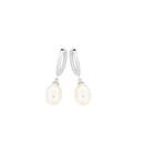 Silver-2x12mm-Pearl-Drop-Huggie-Earrings Sale