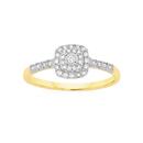 9ct-Gold-Diamond-Cushion-Shape-Cluster-Ring Sale