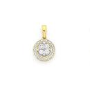 9ct-Two-Tone-Gold-Diamond-Round-Cluster-Pendant Sale