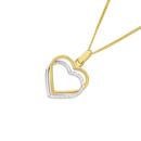 9ct-Gold-Two-Tone-Diamond-Cut-Polished-Double-Open-Heart-Pendant Sale