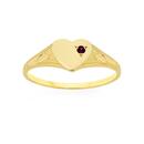 9ct-Gold-Created-Ruby-Heart-Signet-Ring Sale