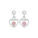 Silver-Childs-Pink-CZ-Heart-Drop-Earrings Sale