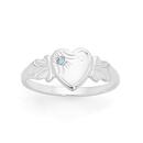 Silver-Aqua-Cz-Heart-Signet-Ring Sale