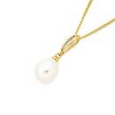 9ct-Gold-Cultured-Freshwater-Pearl-Diamond-Pendant Sale