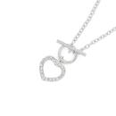 Silver-CZ-45cm-Open-Heart-Fob-Necklace Sale