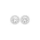 Silver-CZ-Halo-Stud-Earrings Sale