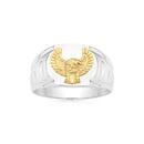 Sterling-Silver-9ct-Gold-Eagle-Signet-Mens-Ring Sale