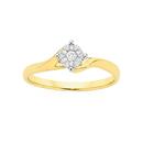 9ct-Gold-Diamond-Cluster-Swirl-Ring Sale