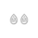 Silver-Round-CZ-Pear-Frame-Studs Sale