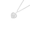 Sterling-Silver-Round-Cubic-Zirconia-Heart-Frame-Pendant Sale