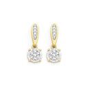 9ct-Gold-Diamond-Cluster-Drop-Stud-Earrings Sale
