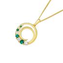 9ct-Gold-Created-Emerald-Cubic-Zirconia-Circle-Pendant Sale