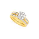 9ct-Gold-Diamond-Cluster-Bridal-Set Sale