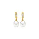 9ct-Cultured-Freshwater-Pearl-Diamond-Drop-Stud-Earrings Sale