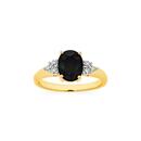 9ct-Gold-Black-Sapphire-Diamond-Ring Sale