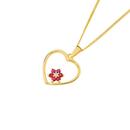 9ct-Gold-Natural-Ruby-Diamond-Petite-Flower-Heart-Pendant Sale