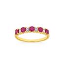 9ct-Gold-Natural-Ruby-Diamond-Claw-Set-Band Sale
