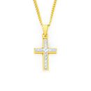 9ct-Gold-Two-Tone-Diamond-Cut-Centre-Cross-Pendant Sale