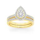 9ct-Gold-Diamond-Pear-Cluster-Bridal-Set Sale